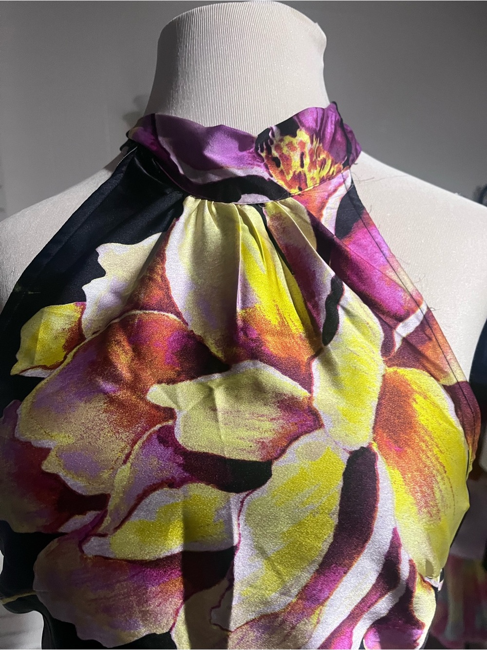 Floral Halter Neck Top in Yellow & Purple